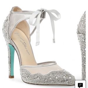 Betsey Johnson Iris Embellished Ankle Tie Pump